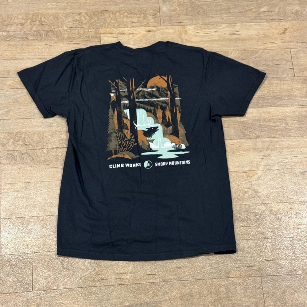 Climb Works Smoky Mountains Ziplining Graphic T Shirt Black Size Medium